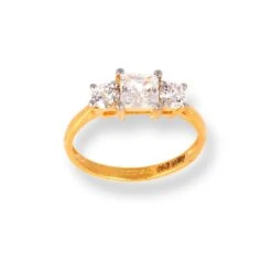 22ct Gold Trilogy Ring With Swarovski Zirconia Stones LR-6626 7 22ct Gold Trilogy Ring With Swarovski Zirconia Stones LR-6626 -Shiny Jewelry Hub 22ct gold trilogy ring with swarovski zirconia stones 4