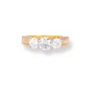 22ct Gold Trilogy Ring With Swarovski Zirconia Stones LR-6625