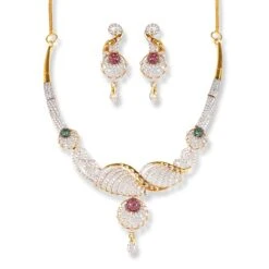 22ct Gold Cubic Zirconia Necklace N-4960