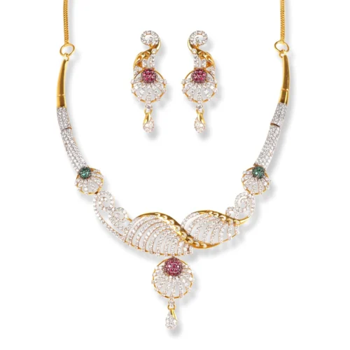 22ct Gold Cubic Zirconia Necklace N-4960