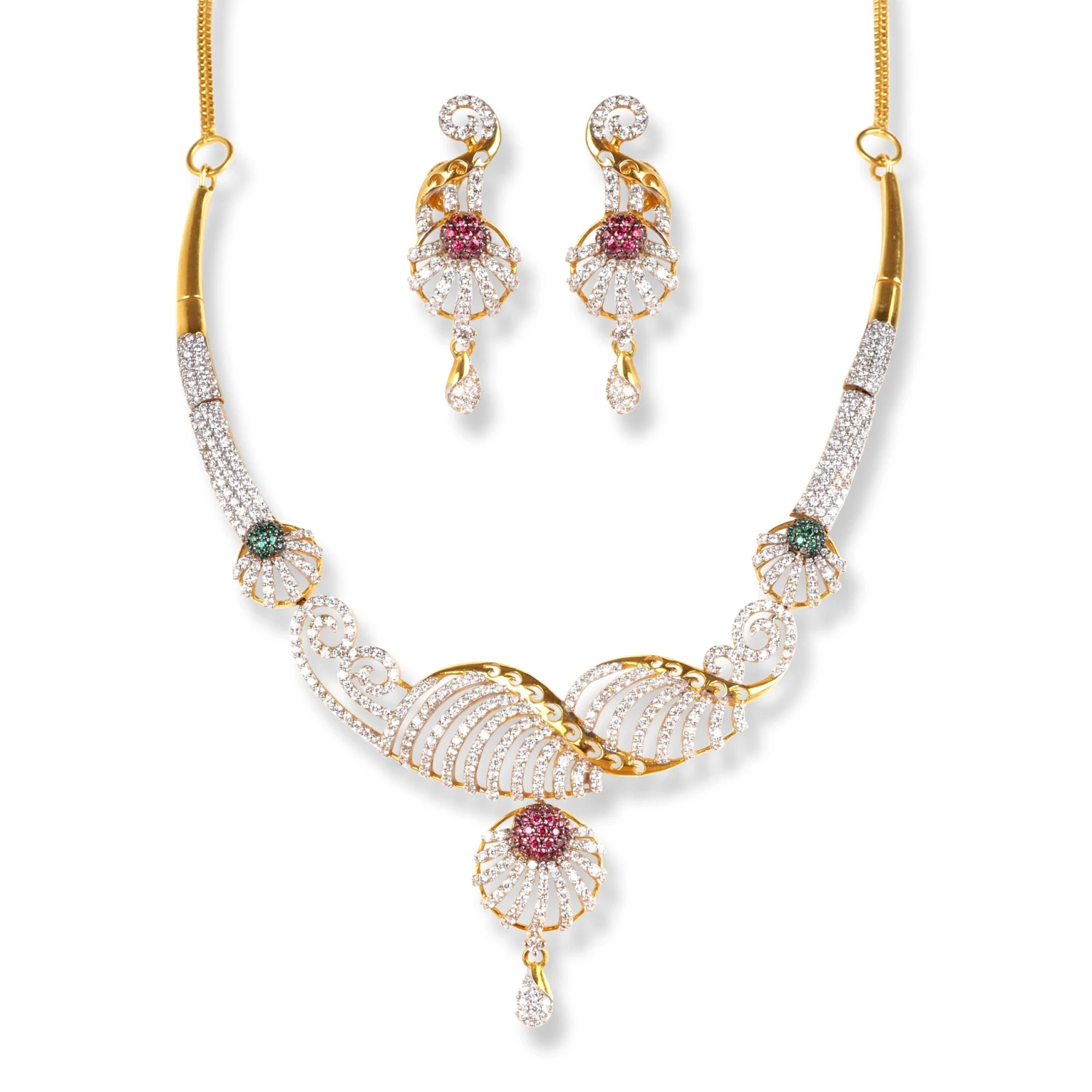 22ct Gold Cubic Zirconia Necklace N-4960 1 22ct Gold Cubic Zirconia Necklace N-4960