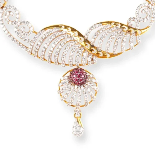 22ct Gold Cubic Zirconia Necklace N-4960 9 22ct Gold Cubic Zirconia Necklace N-4960 -Shiny Jewelry Hub 22ctGoldCubicZirconiaNecklaceN 4960 1