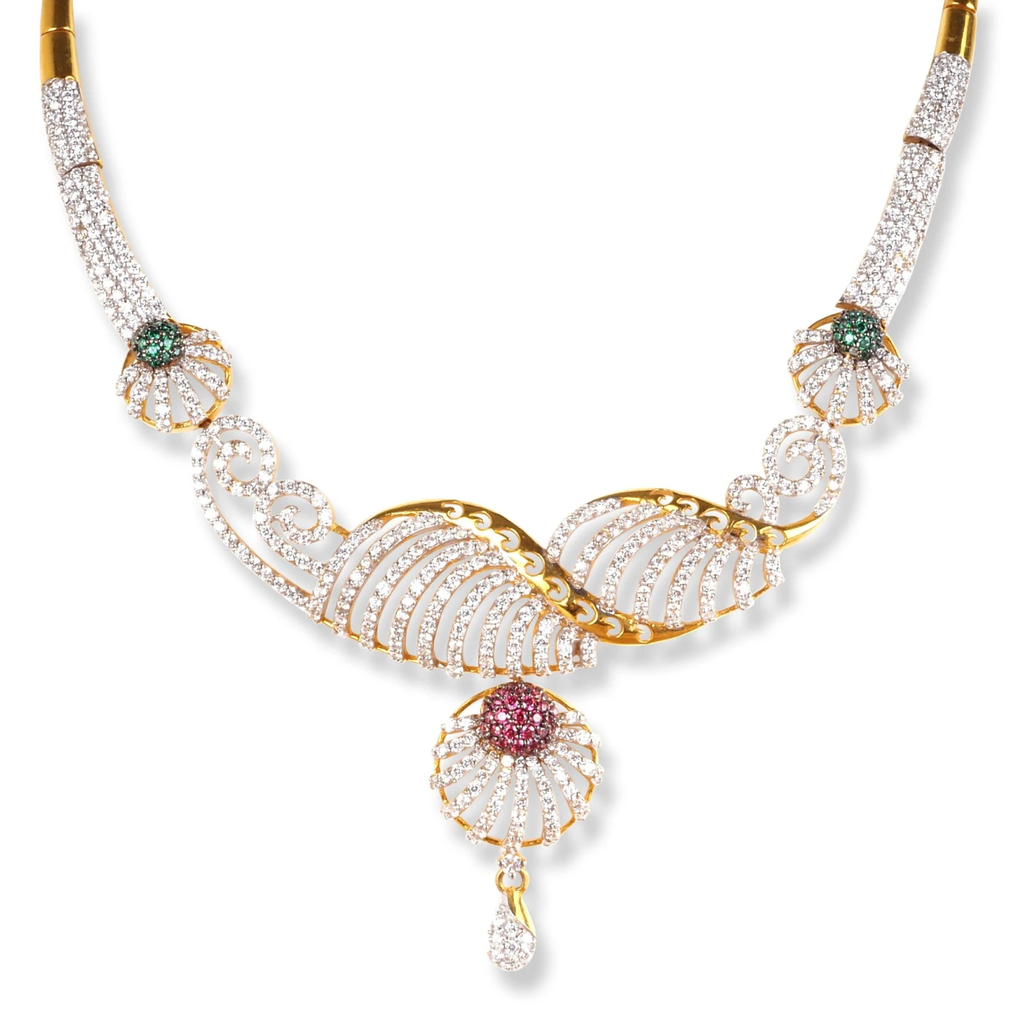 22ct Gold Cubic Zirconia Necklace N-4960 2 22ct Gold Cubic Zirconia Necklace N-4960 - Image 2