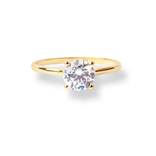 22ct Gold Ring With Round Shaped Cubic Zirconia Stone LR-7004