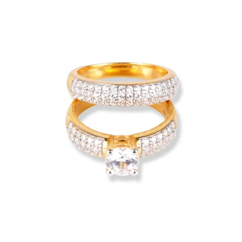 22ct Gold Swarovski Zirconia Engagement Ring And Wedding Band Suite LR-6630 -Shiny Jewelry Hub 22ctGoldSwarovskiZirconiaEngagementRingandWeddingBandSuiteLR 6630 4 scaled