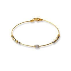 22ct Gold Rhodium Plated Beads Bangle With Rounded Trigger Clasp - Versatile Gold Beads Accessory