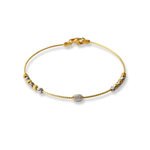 22ct Gold Rhodium Plated Beads Bangle With Rounded Trigger Clasp - Versatile Gold Beads Accessory