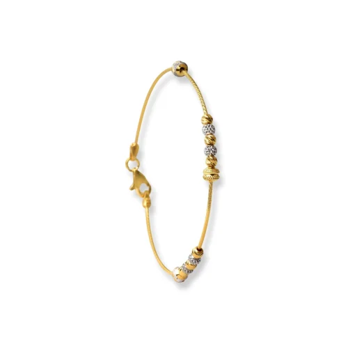 22ct Gold Rhodium Plated Beads Bangle With Rounded Trigger Clasp -Shiny Jewelry Hub 22ctYellowGoldRhodiumPlatedBeadsBangleWithRoundedTriggerClasp 3 1 scaled