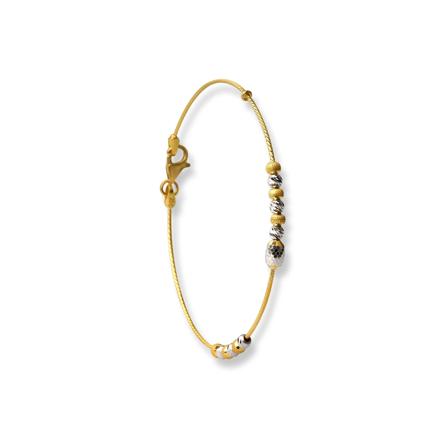 22ct Gold Rhodium Plated Beads Bangle With Rounded Trigger Clasp - Versatile Gold Beads Accessory 3 22ct Gold Rhodium Plated Beads Bangle With Rounded Trigger Clasp - Versatile Gold Beads Accessory - Image 3