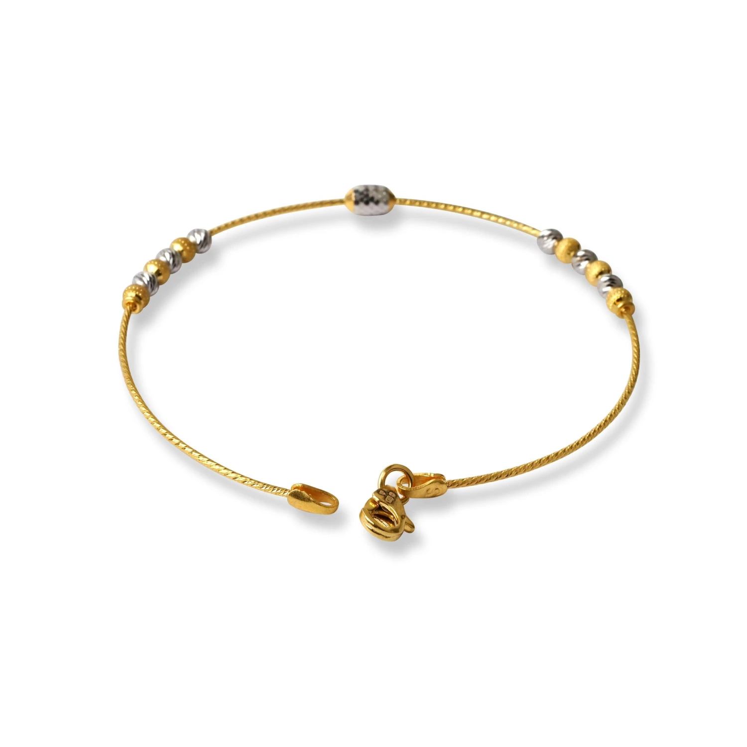 22ct Gold Rhodium Plated Beads Bangle With Rounded Trigger Clasp - Versatile Gold Beads Accessory 4 22ct Gold Rhodium Plated Beads Bangle With Rounded Trigger Clasp - Versatile Gold Beads Accessory - Image 4