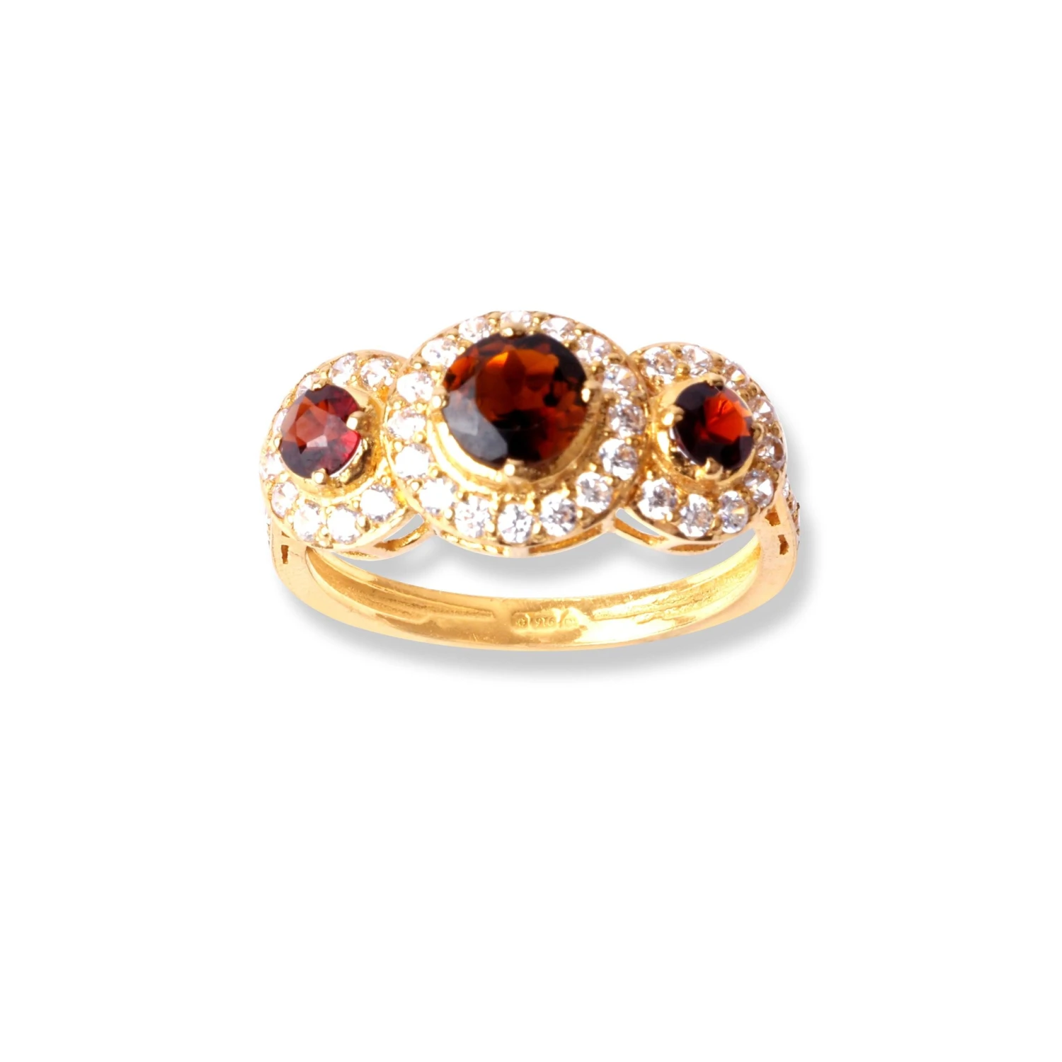 22ct Gold Ring With Amber Coloured Stones & Cubic Zirconia Stones (3.5g) LR-6596 2 22ct Gold Ring With Amber Coloured Stones & Cubic Zirconia Stones (3.5g) LR-6596 - Image 2