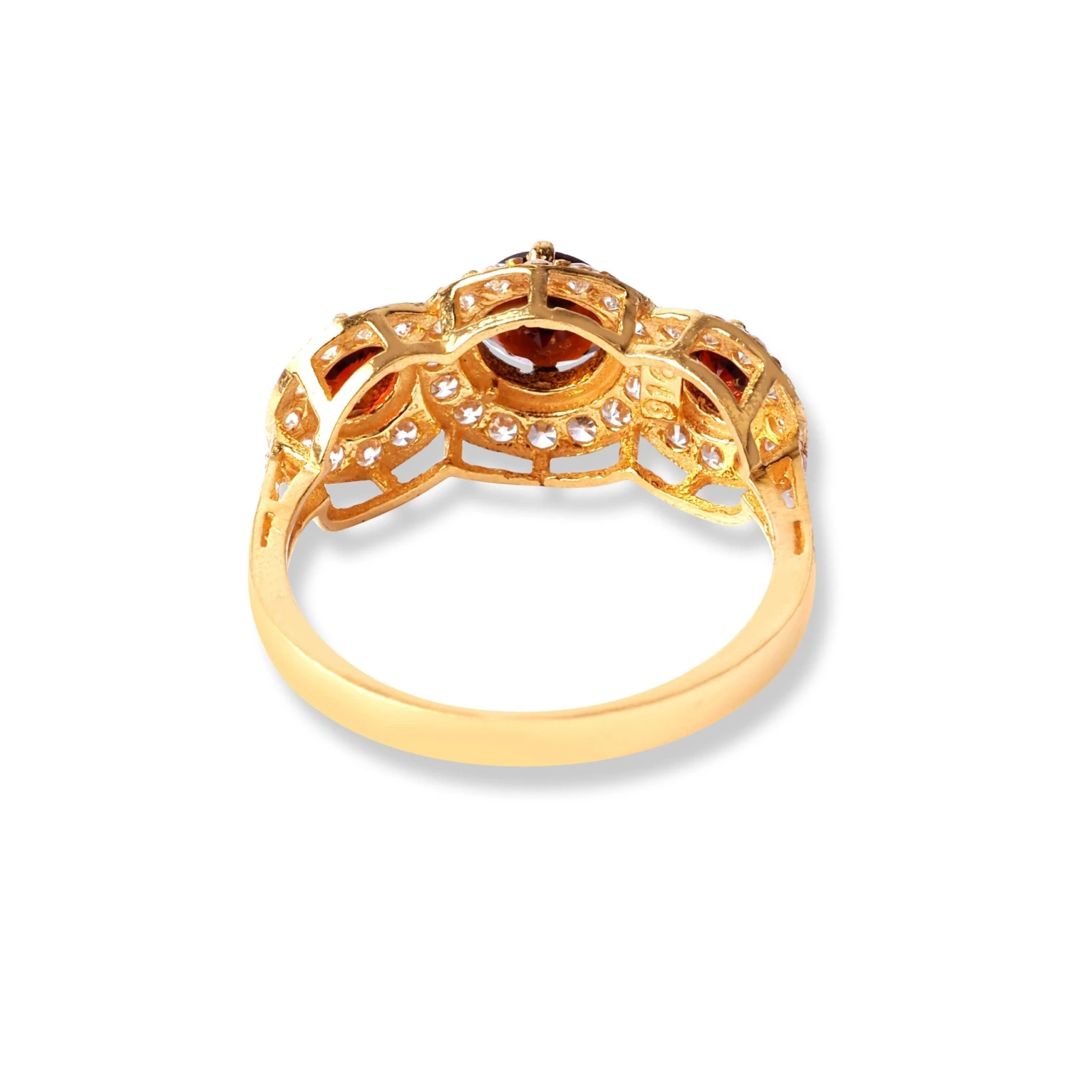 22ct Gold Ring With Amber Coloured Stones & Cubic Zirconia Stones (3.5g) LR-6596 3 22ct Gold Ring With Amber Coloured Stones & Cubic Zirconia Stones (3.5g) LR-6596 - Image 3