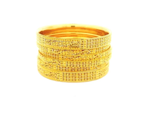 22ct Gold Bangles Set Of Six – Detailed Filigree Craftsmanship