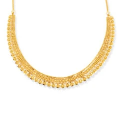 22ct Gold Choker Necklace With Filigree Beads & Matching Earrings -Shiny Jewelry Hub 22ct Gold Choker Necklace with Filigree Beads Matching Earrings A