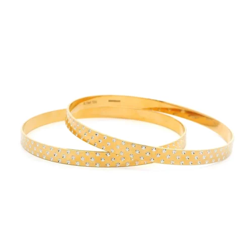22ct Gold Flat Bangles Set Of 6 – Diamond Cut Rhodium 6 22ct Gold Flat Bangles Set Of 6 – Diamond Cut Rhodium -Shiny Jewelry Hub 22ct Gold Flat Bangles Set of 6 Diamond Cut Rhodium 1