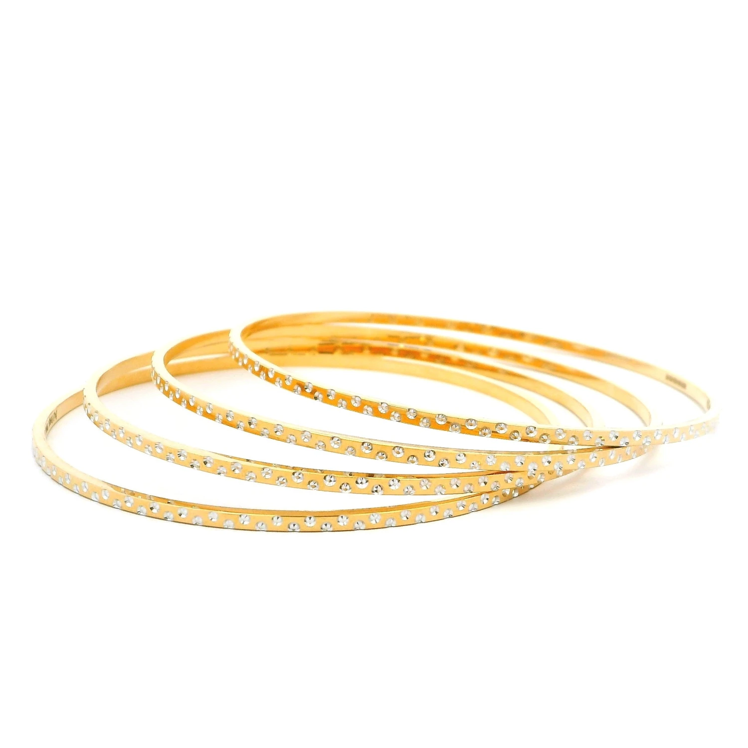 22ct Gold Flat Bangles Set Of 6 – Diamond Cut Rhodium 4 22ct Gold Flat Bangles Set Of 6 – Diamond Cut Rhodium - Image 4