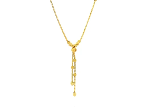 22ct Gold Necklace With Diamond Cut Beads & Drop – Stylish Gold Jewellery