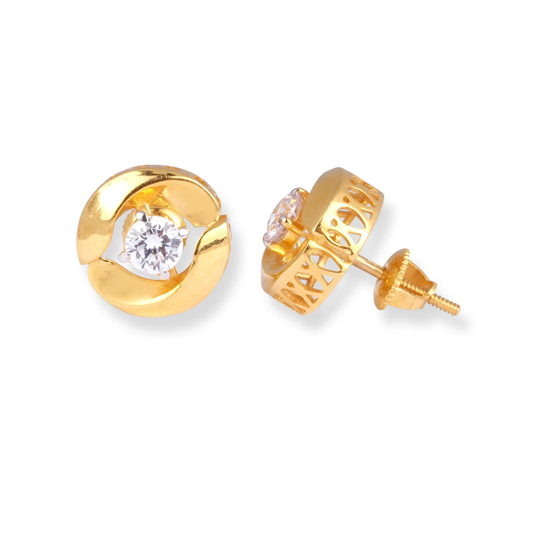 22ct Gold Pendant & Earrings Set With Cubic Zirconia – Modern Floral Design 3 22ct Gold Pendant & Earrings Set With Cubic Zirconia – Modern Floral Design - Image 3