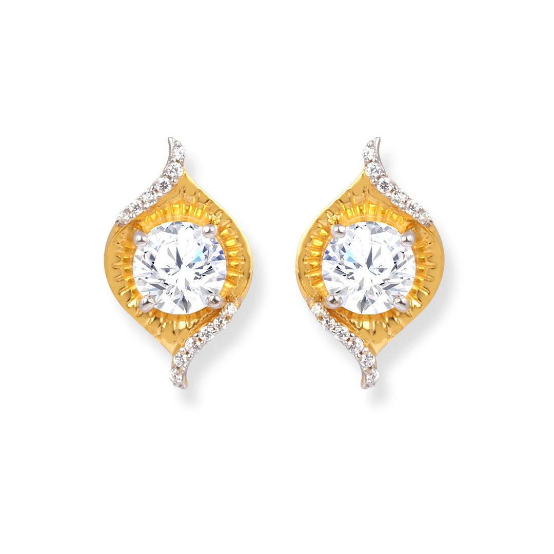 22ct Gold Pendant Suite With Cubic Zirconia Stones – Necklace & Earrings Set 2 22ct Gold Pendant Suite With Cubic Zirconia Stones – Necklace & Earrings Set - Image 2