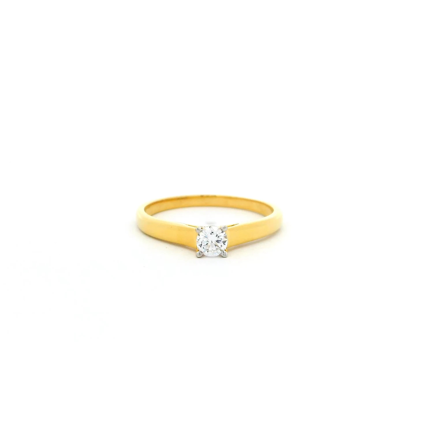 22ct Gold Solitaire CZ Ring – Round Cut, 4 Prong Mount | Size M½ 1 22ct Gold Solitaire CZ Ring – Round Cut, 4 Prong Mount | Size M½