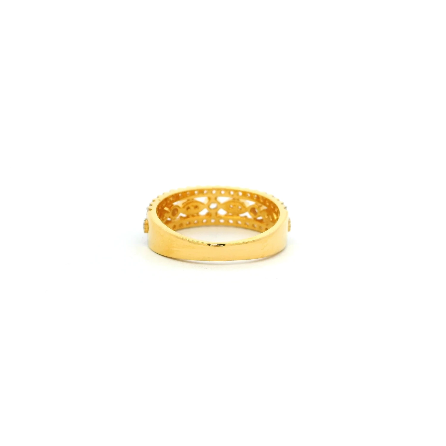 22ct Gold Statement Ring – Three Rows Of Sparkling Round Cubic Zirconia | Size J½ 3 22ct Gold Statement Ring – Three Rows Of Sparkling Round Cubic Zirconia | Size J½ - Image 3