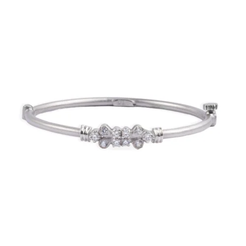 22ct White Rhodium Plated Cubic Zirconia Children's Bangle - Elegant Children's Bangle