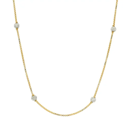 22ct Yellow Gold Chain With Rhodium Plated Beads & Lobster Clasp – Elegant & Durable | 18 Inches