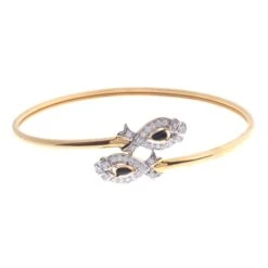 22ct Yellow Gold Cubic Zirconia Bangle With Black Enamel Design