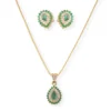 22ct Yellow Gold Necklace & Earrings Set With Green Cubic Zirconia Stones – Elegant Women’s Jewellery