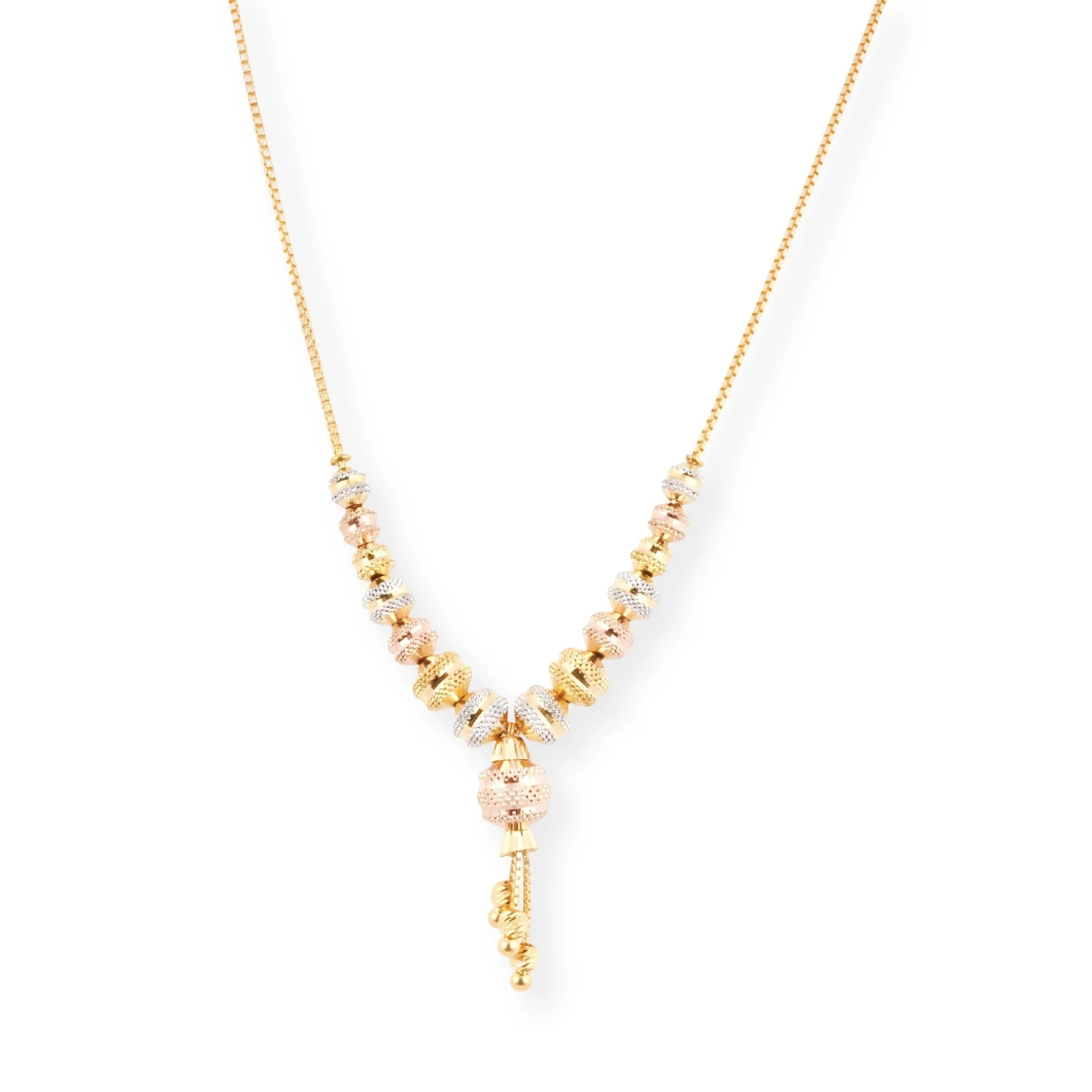 22ct Yellow Gold Necklace With Rose Gold & Rhodium Plating & S-Clasp - Perfect Gift Necklace