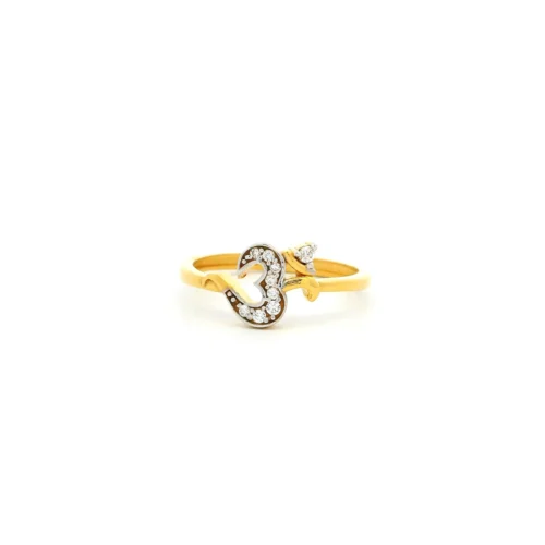 22ct Yellow Gold ‘OM’ Ring – Radiant Cubic Zirconia Embellishments | Size J
