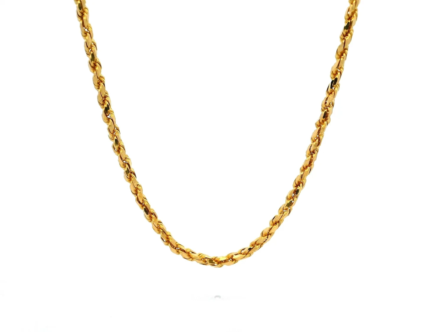 22ct Yellow Gold Rope Chain Necklace – Stylish & Strong With Lobster Clasp | 26 Inches 1 22ct Yellow Gold Rope Chain Necklace – Stylish & Strong With Lobster Clasp | 26 Inches