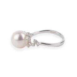 18ct White Gold Diamond & Cultured Pearl A-R35700-3001 -Shiny Jewelry Hub A R35700 3001 side