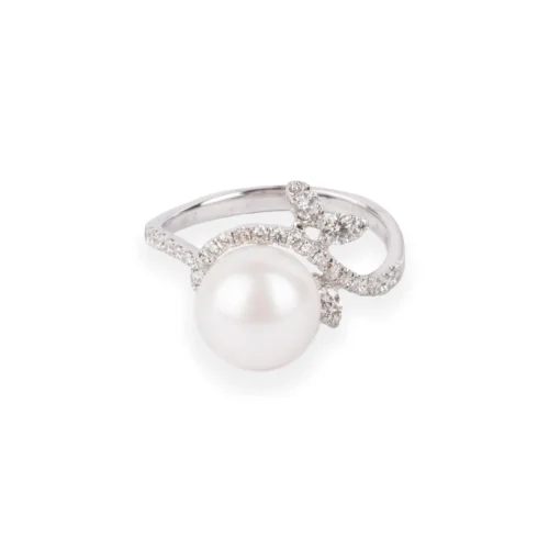 18ct White Gold Diamond & Cultured Pearl Dress Ring A-R35726-3000