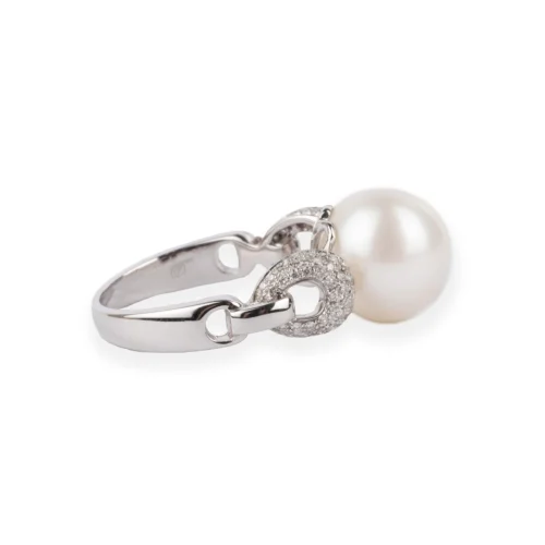 18ct White Gold Diamond & Cultured Pearl Dress Ring AR336239 -Shiny Jewelry Hub AR336239 side