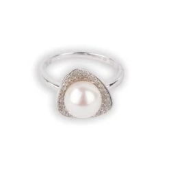 18ct White Gold Diamond & Cultured Pearl Dress Ring AR361798