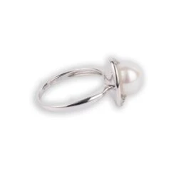 18ct White Gold Diamond & Cultured Pearl Dress Ring AR361798 -Shiny Jewelry Hub AR361798 Side