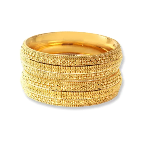 22ct Gold Pair Of Bangles With Filigree Work & Comfort Fit Finish - Filigree Design Bangles