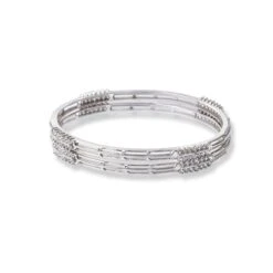 18ct White Gold Bangle With Cubic Zirconia Stones - Classic And Elegant Jewellery 7 18ct White Gold Bangle With Cubic Zirconia Stones - Classic And Elegant Jewellery -Shiny Jewelry Hub BG9023 1