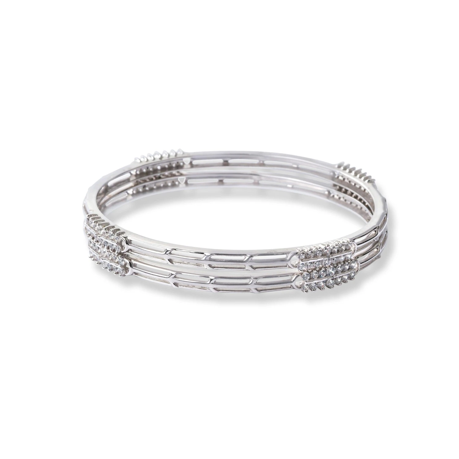 18ct White Gold Bangle With Cubic Zirconia Stones - Classic And Elegant Jewellery 4 18ct White Gold Bangle With Cubic Zirconia Stones - Classic And Elegant Jewellery - Image 4