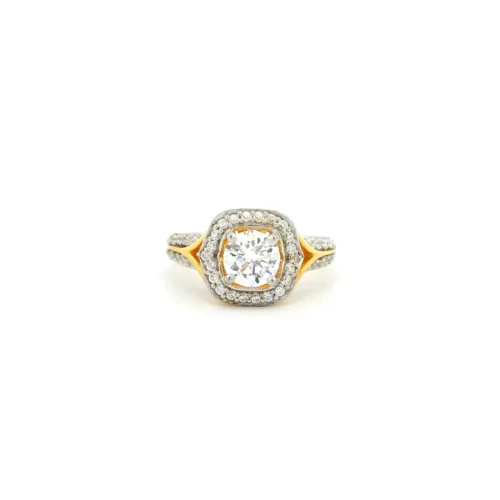 Classic Halo Ring In 22ct Gold – Cubic Zirconia Embellished Design | Size K½