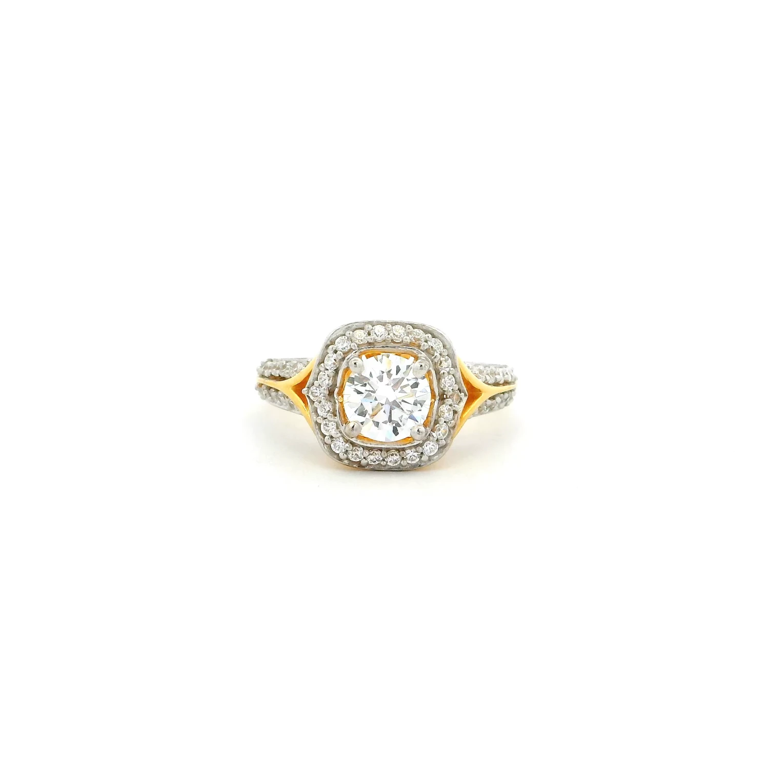 Classic Halo Ring In 22ct Gold – Cubic Zirconia Embellished Design | Size K½ 1 Classic Halo Ring In 22ct Gold – Cubic Zirconia Embellished Design | Size K½