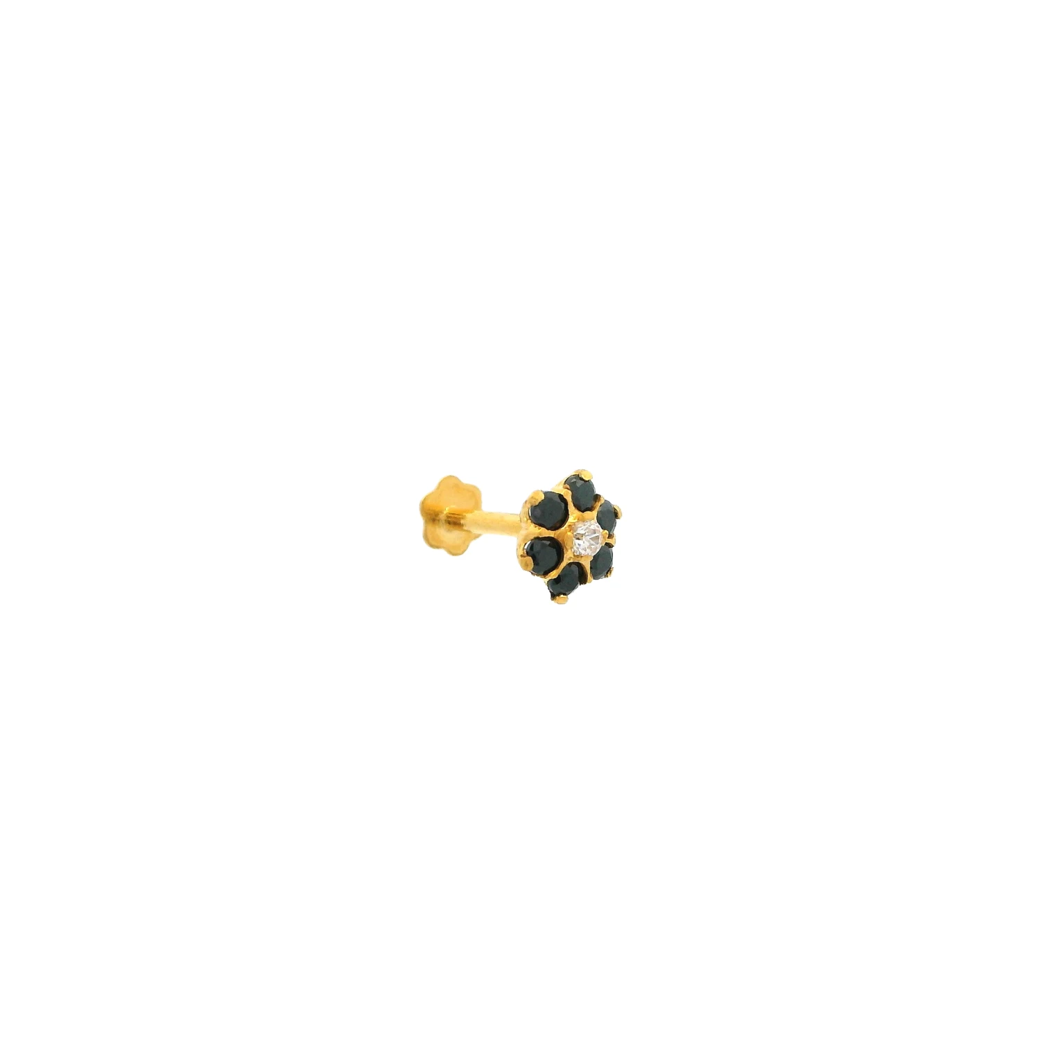 Elegant 18ct Yellow Gold Screw Back Nose Stud With Dazzling Cubic Zirconia Stones 2 Elegant 18ct Yellow Gold Screw Back Nose Stud With Dazzling Cubic Zirconia Stones - Image 2