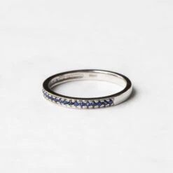 18ct White Gold Blue Sapphire Ring SC00201R-W-S -Shiny Jewelry Hub G86642 2