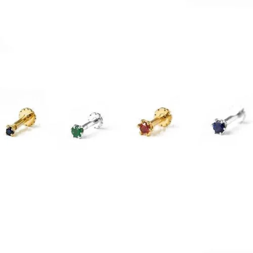 18ct Gold Emerald┋Ruby┋Sapphire Screw Back Nose Stud (0.02ct - 0.40ct)
