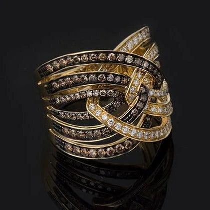 18ct Yellow Gold Diamond (Brown & White) Ring HF05355R-Y-BR 2 18ct Yellow Gold Diamond (Brown & White) Ring HF05355R-Y-BR - Image 2