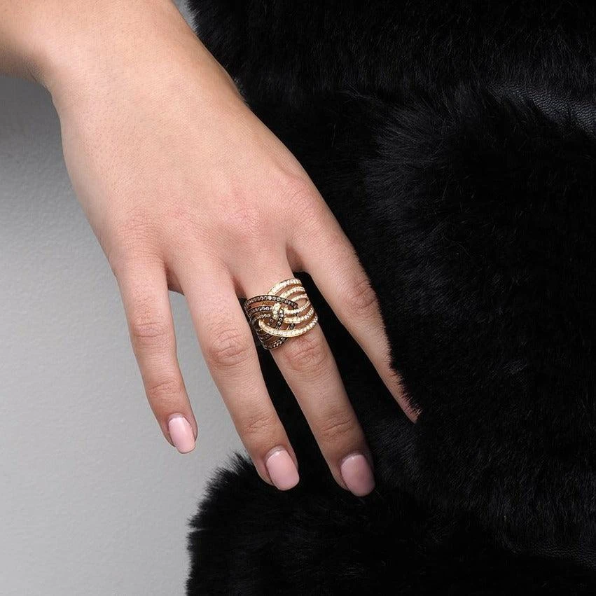 18ct Yellow Gold Diamond (Brown & White) Ring HF05355R-Y-BR 3 18ct Yellow Gold Diamond (Brown & White) Ring HF05355R-Y-BR - Image 3