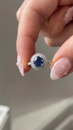 Platinum Diamond And Blue Sapphire Dress Ring LR-7061 -Shiny Jewelry Hub IMG 5728