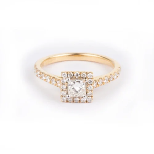 18ct Yellow Gold Cluster Diamond Ring LR-1264