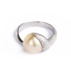 Platinum Diamond And Pearl Designer Ring LR-2191 PS -Shiny Jewelry Hub LR 2191PS b